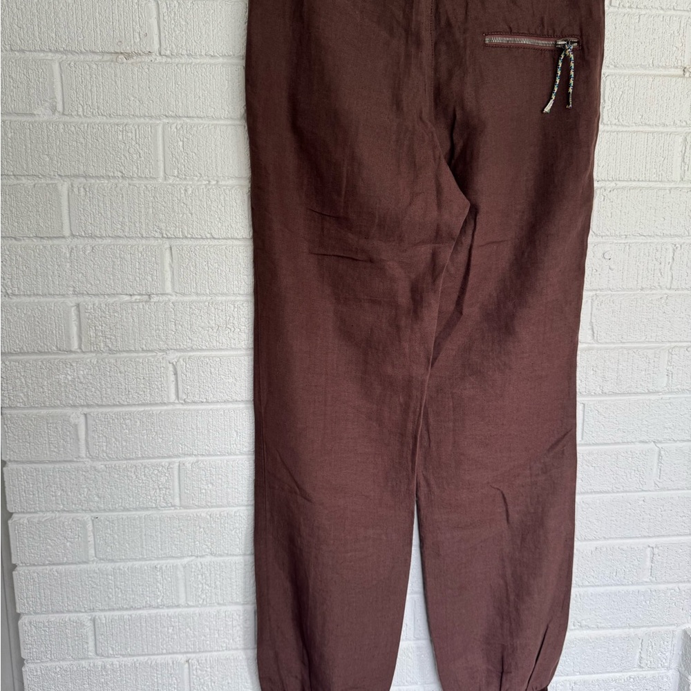 Boss Brown Linen Cotton Pants with Relaxed Fit - Picture 10 of 15